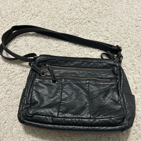 Bueno Black Crossbody Bag with Adjustable Strap and Textured Finish - Picture 5 of 6